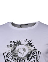 White Panda King Cotton Crew Neck T-shirt