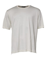 Off White Silk CrewNeck Short Sleeve T-shirt