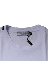 White Logo Print Cotton Crew Neck T-shirt