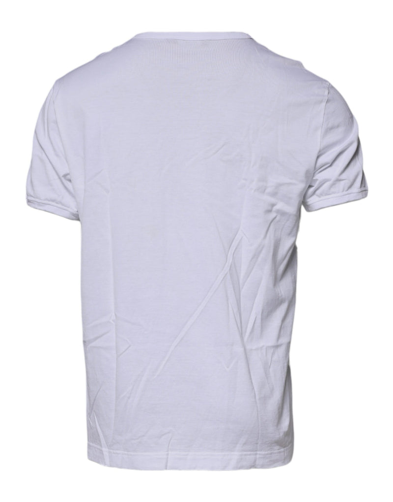 White DG Embroidery Cotton Crew Neck T-shirt