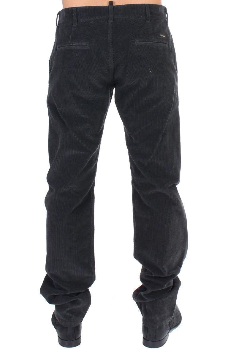 Elegantes pantalones de pana de algodón negro