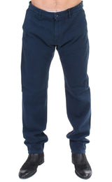 Élégant chinos de chinos en coton bleu