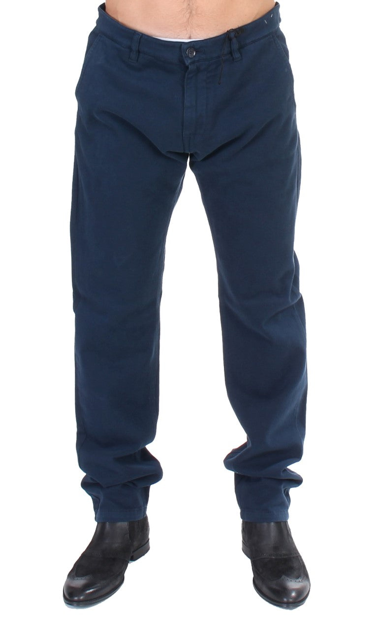 Elegantes chinos de algodón azul algodón