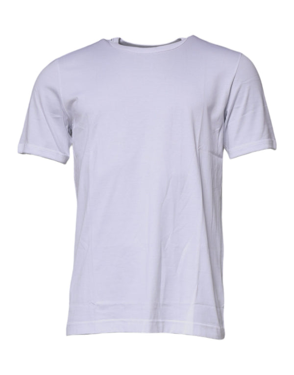 White Cotton Crew Neck Short Sleeves T-shirt