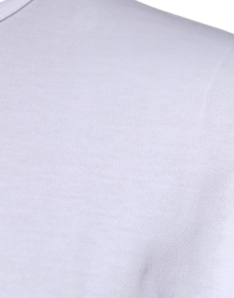 White Cotton Crew Neck Short Sleeves T-shirt