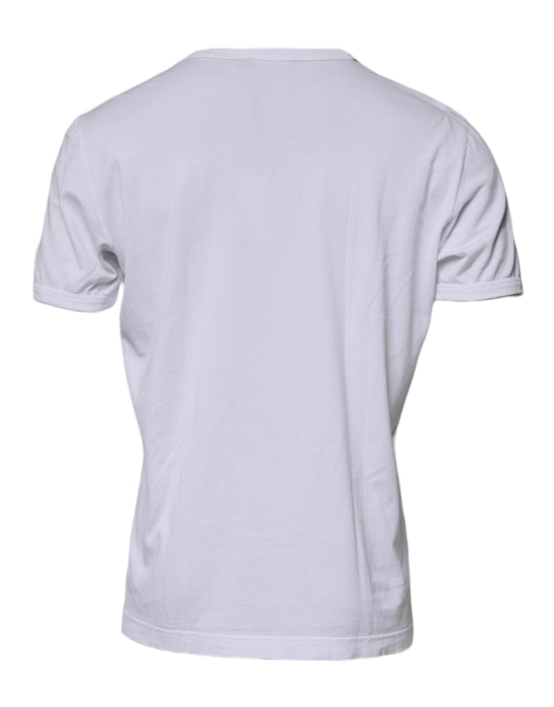 White Cotton Crew Neck Short Sleeves T-shirt