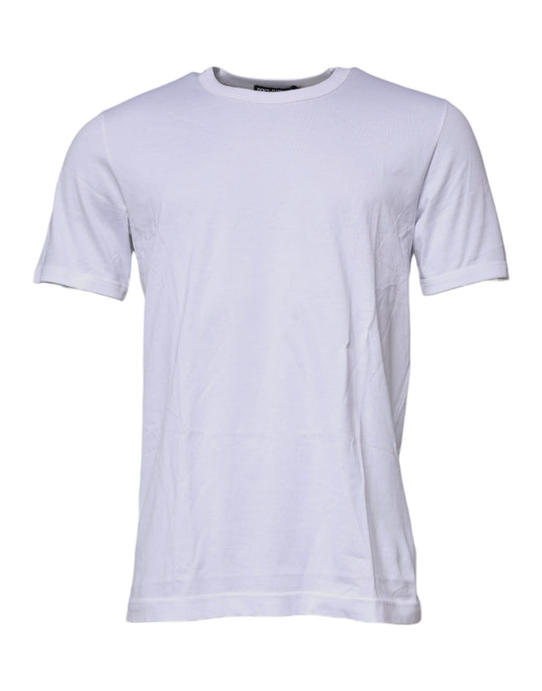 White Cotton Crew Neck Short Sleeves T-shirt