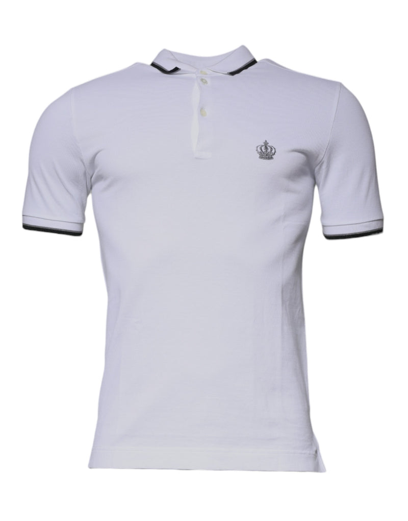 White Cotton Crown Collared Polo T-shirt