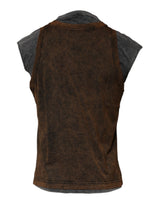 Brown Cotton Round Neck Sleeveless T-shirt