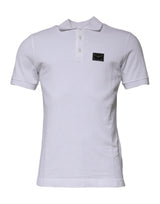 White Cotton Logo Plaque Collared Polo T-shirt