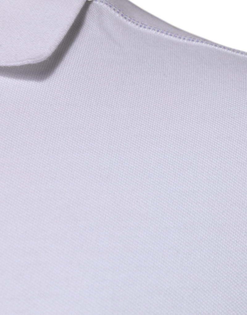 White Cotton Logo Plaque Collared Polo T-shirt