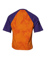 Orange Purple Graphic Print Short Sleeves T-shirt