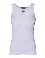 White Cotton Round Neck Sleeveless T-shirt