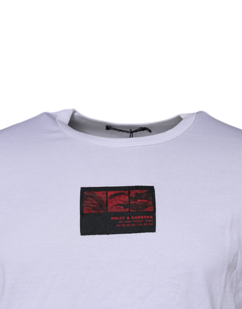 White Graphic Print Cotton Crew Neck T-shirt