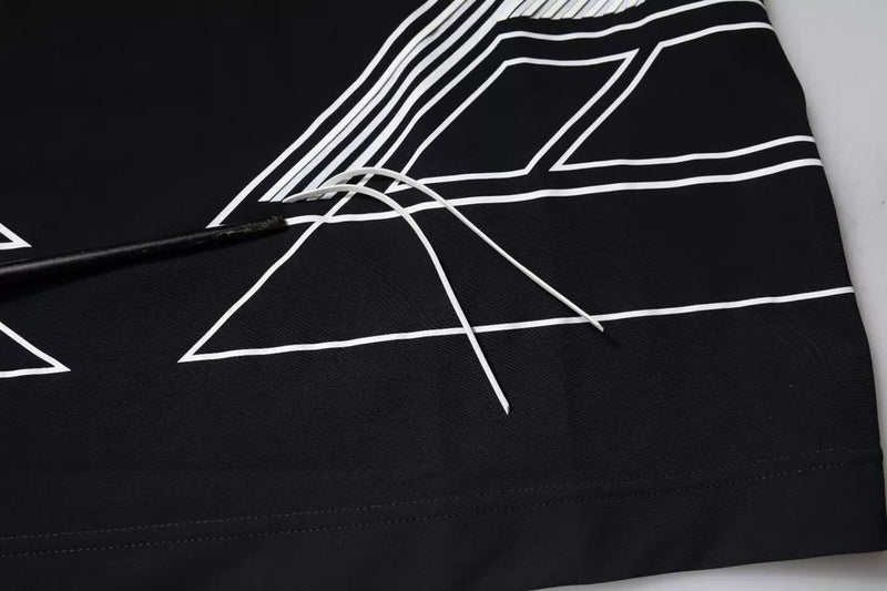 Black Graphic Print Nylon Crew Neck T-shirt