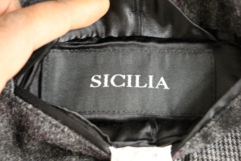 Cappotto di miscela di lana a scacchi di Sicilia