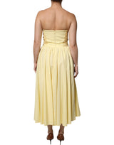 Yellow Cotton Corset Midi Dress