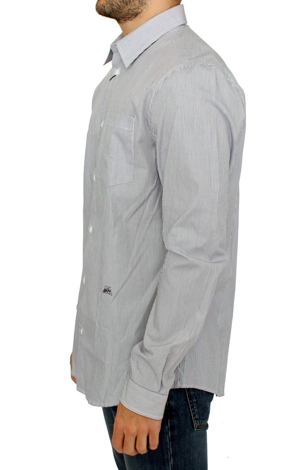 Camisa casual de algodón a rayas gris elegante