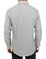 Camisa casual de algodón a rayas gris elegante