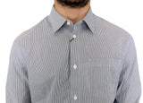 Chic Grey Striped Cotton Casual Shirt