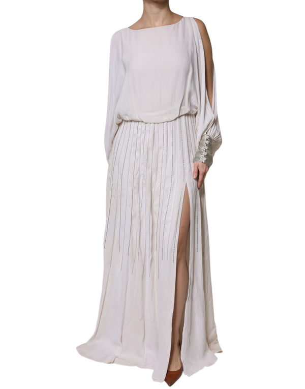 Off White Embellished Long Maxi Dress