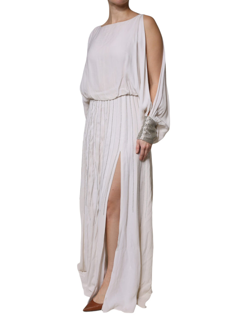 Off White Embellished Long Maxi Dress