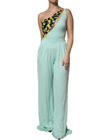 Mint Green One Shoulder Long Jumpsuit Dress