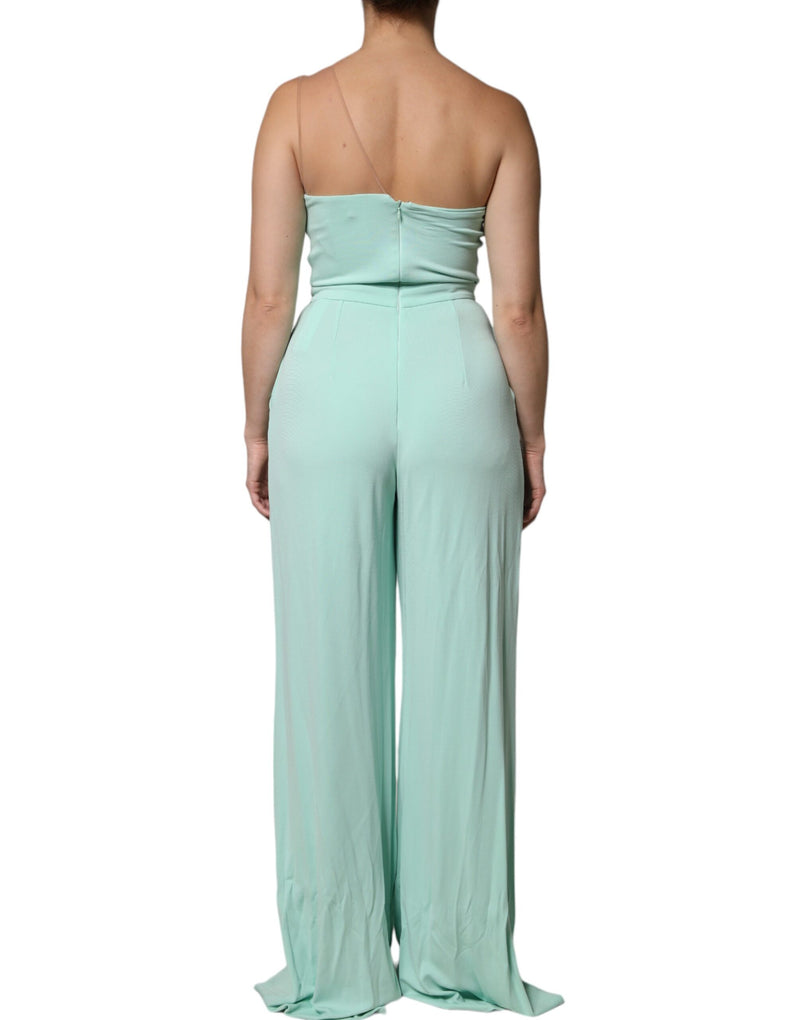 Mint Green One Shoulder Long Jumpsuit Dress