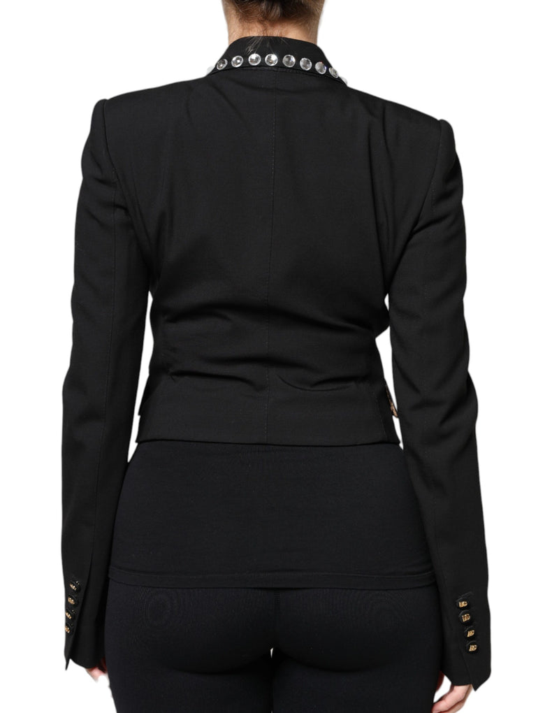 Black Crystal Double Breasted Blazer Jacket