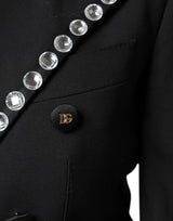 Black Crystal Double Breasted Blazer Jacket