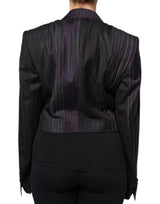 Multicolor Stripes Wool Cropped Blazer Coat Jacket