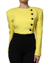 Lemon Yellow Wool Long Sleeves Cropped Coat Jacket