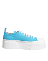 Blue White Canvas Logo Low Top Sneakers Shoes