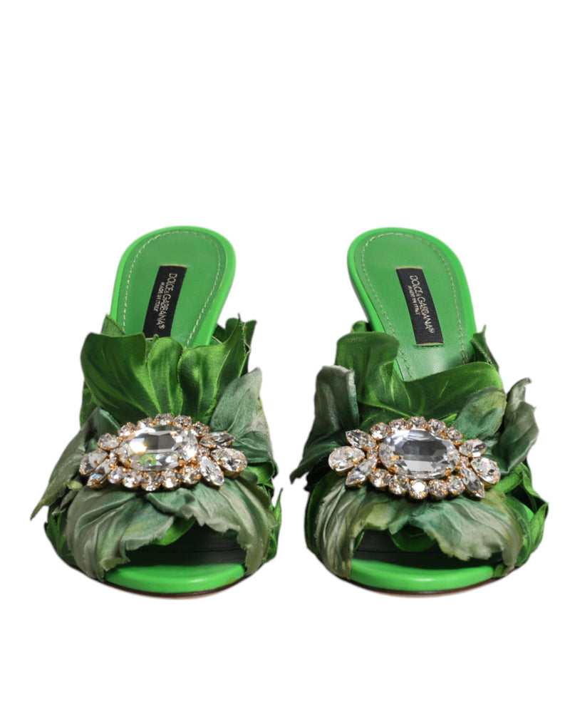 Green Crystal Slides KEIRA Sandal Shoes