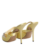 Yellow Crystal Slides KEIRA Sandals Shoes