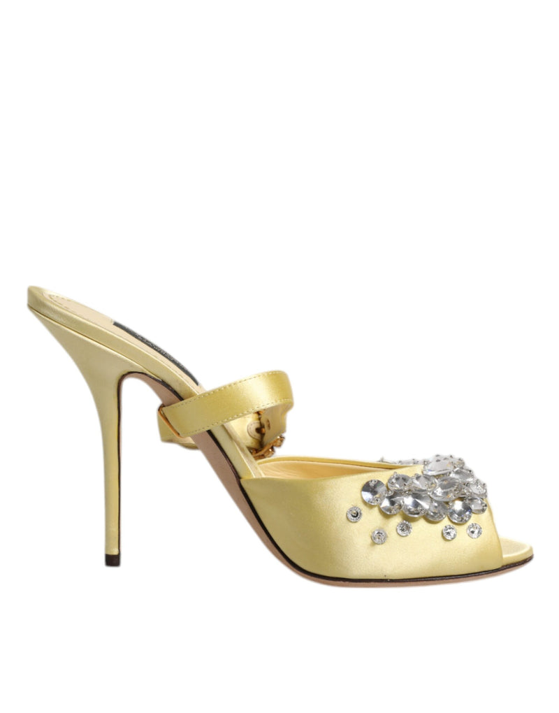 Yellow Crystal Slides KEIRA Sandals Shoes