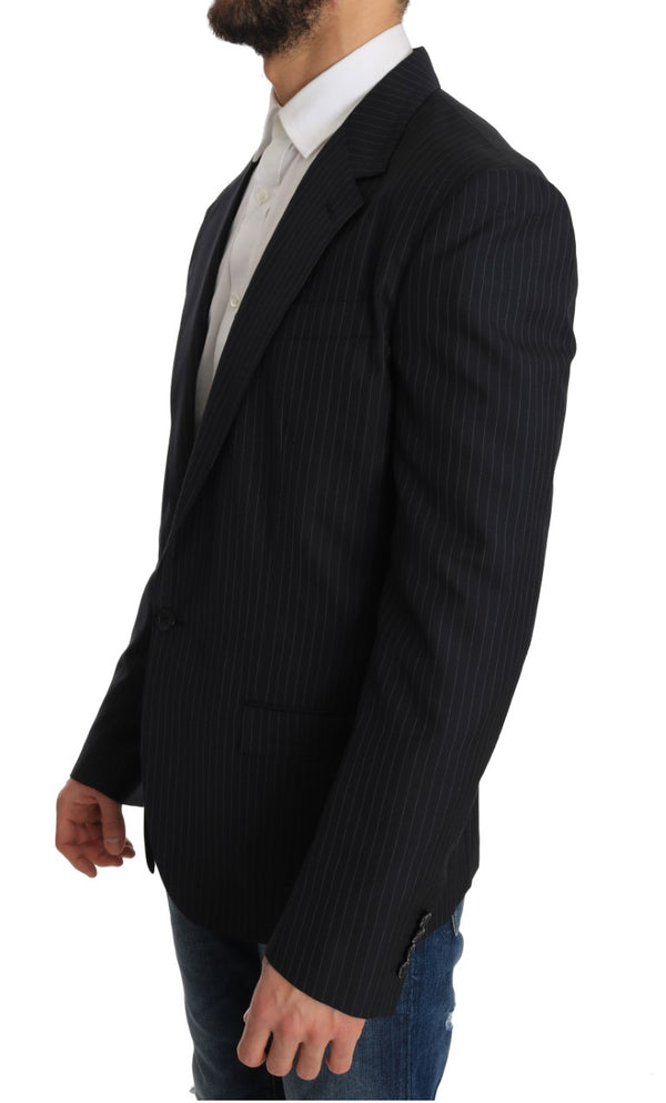 Κομψό Slim Fit Striped Wool Silk Blazer