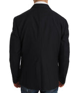 Eleganter schlanker, fit gestreifte Wollseide Blazer