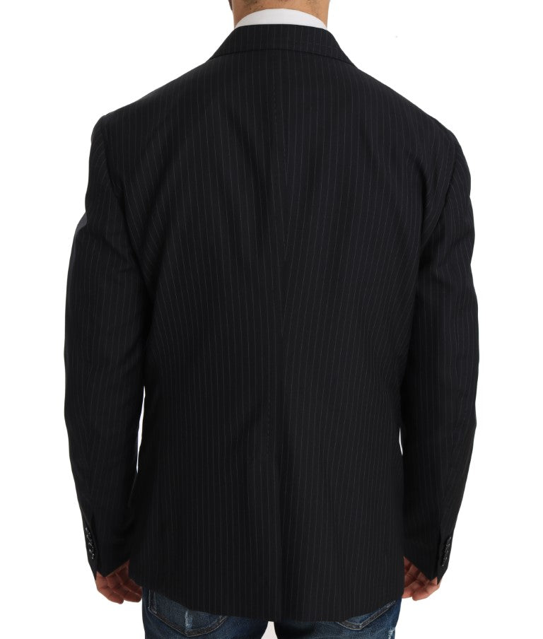 Κομψό Slim Fit Striped Wool Silk Blazer