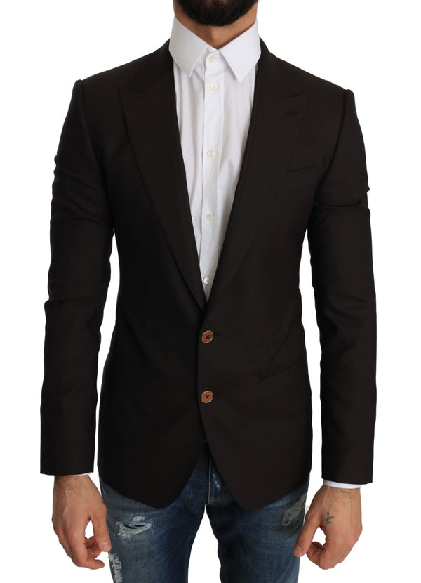 Veste de blazer en laine vierge brun élégant