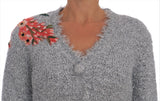 Cardigan élégant en argent floral en argent