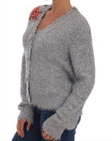 Cardigan élégant en argent floral en argent