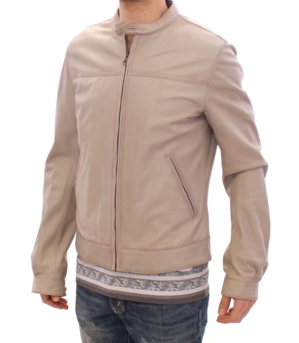 Elegante beige Leder -Lambskineljacke