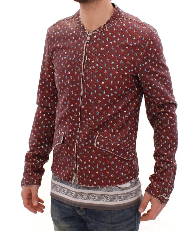 Chaqueta de cuero Bordeaux con estampado de boxeador exclusivo