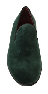 Eleganti mocassini slip-on in pelle scamosciata verde