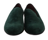 Eleganti mocassini slip-on in pelle scamosciata verde