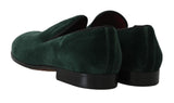 Eleganti mocassini slip-on in pelle scamosciata verde