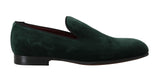 Eleganti mocassini slip-on in pelle scamosciata verde