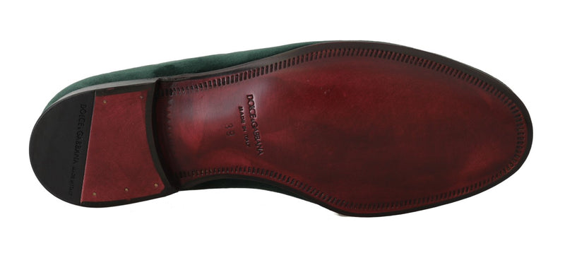 Eleganti mocassini slip-on in pelle scamosciata verde