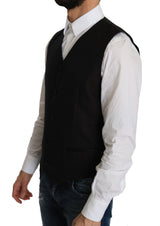 Elegante Vest Formal de mezcla de seda negra